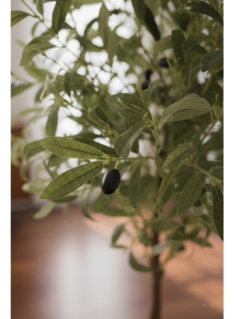 Artificial olive tree for decoration with a luxurious white pot with a gold rim - a natural-looking artificial plant for home, office, and salon. Excellent quality (120 cm) - Image 4